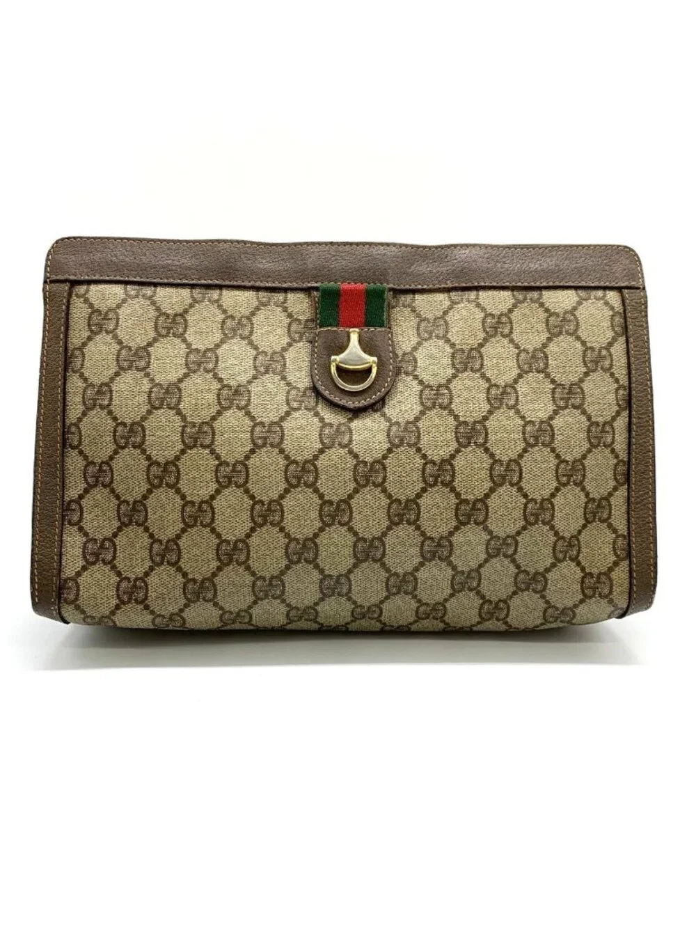 Gucci 014 56 Clutch GG Supreme Canvas Vintage Brown